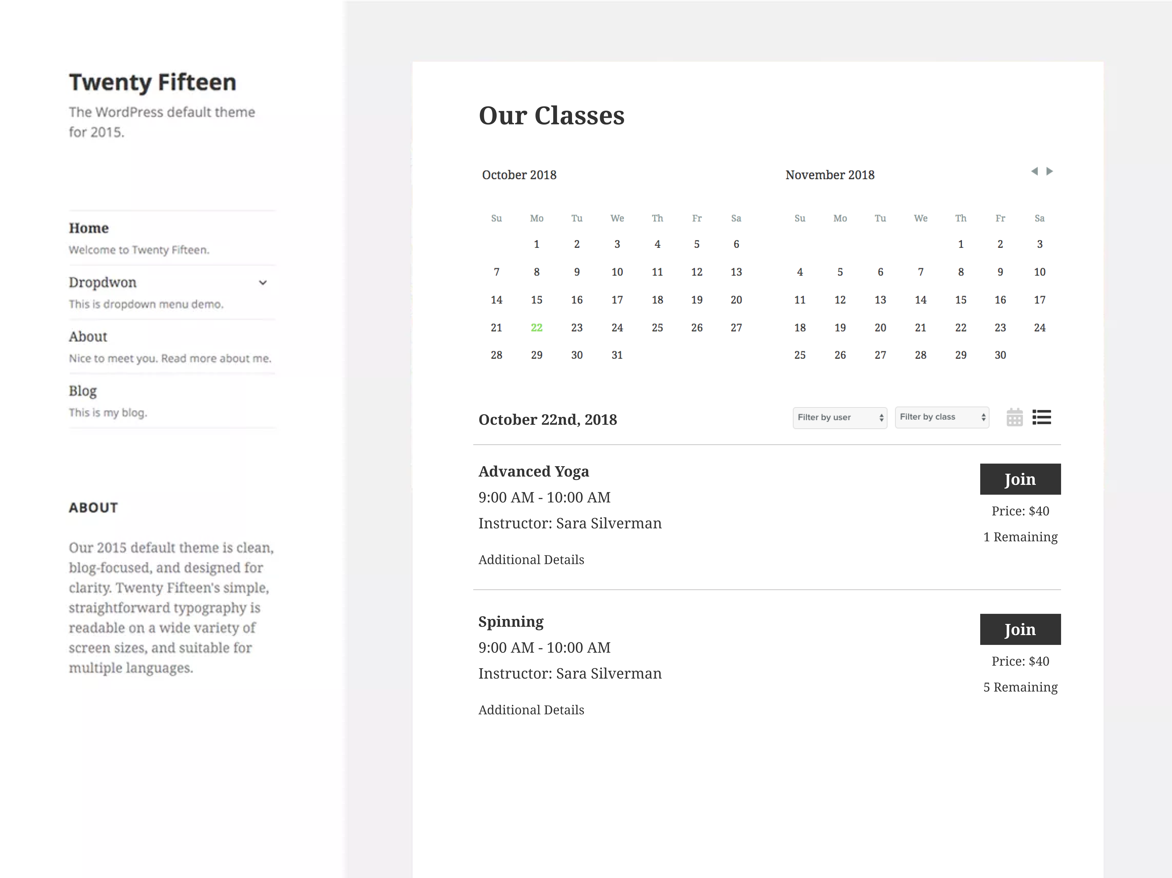 Start Booking Classes List