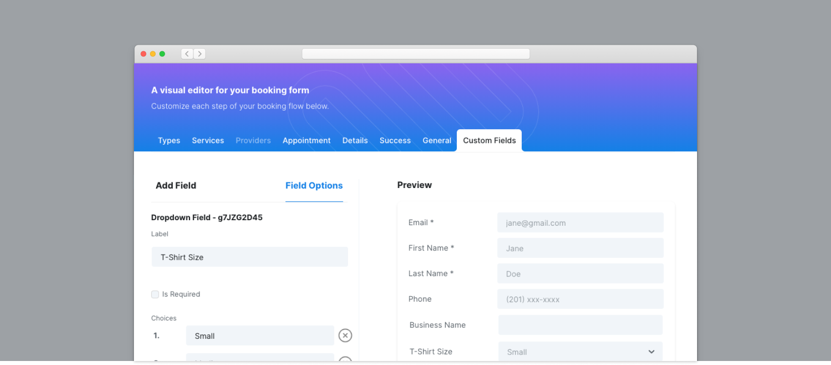 Start Booking - Introducing custom form fields