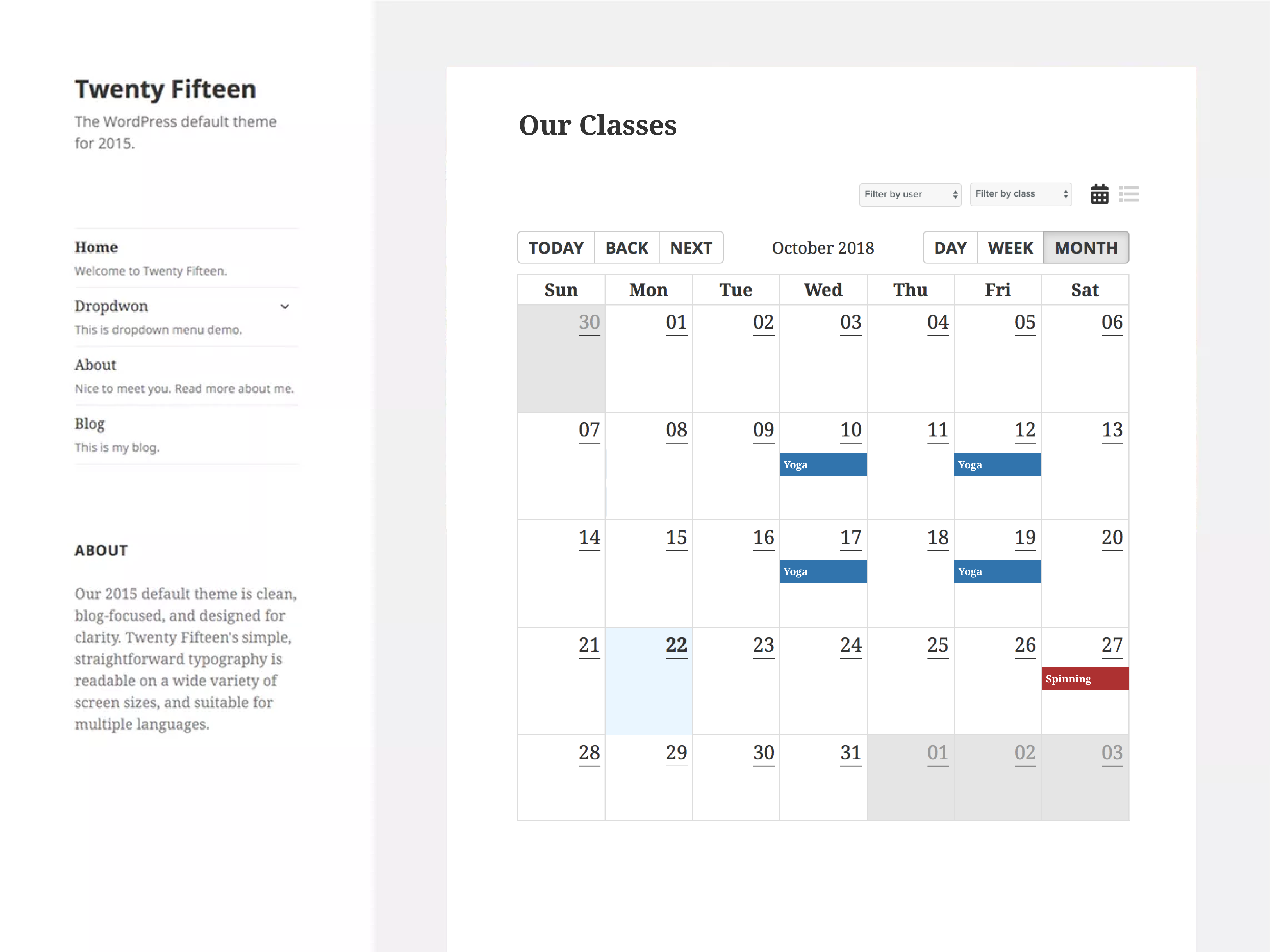 Start Booking Classes Calendar