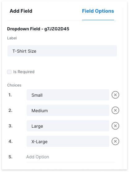 Start Booking - Custom Form Field Options