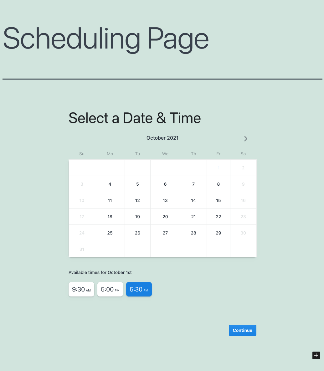 View scheduling block for WordPress