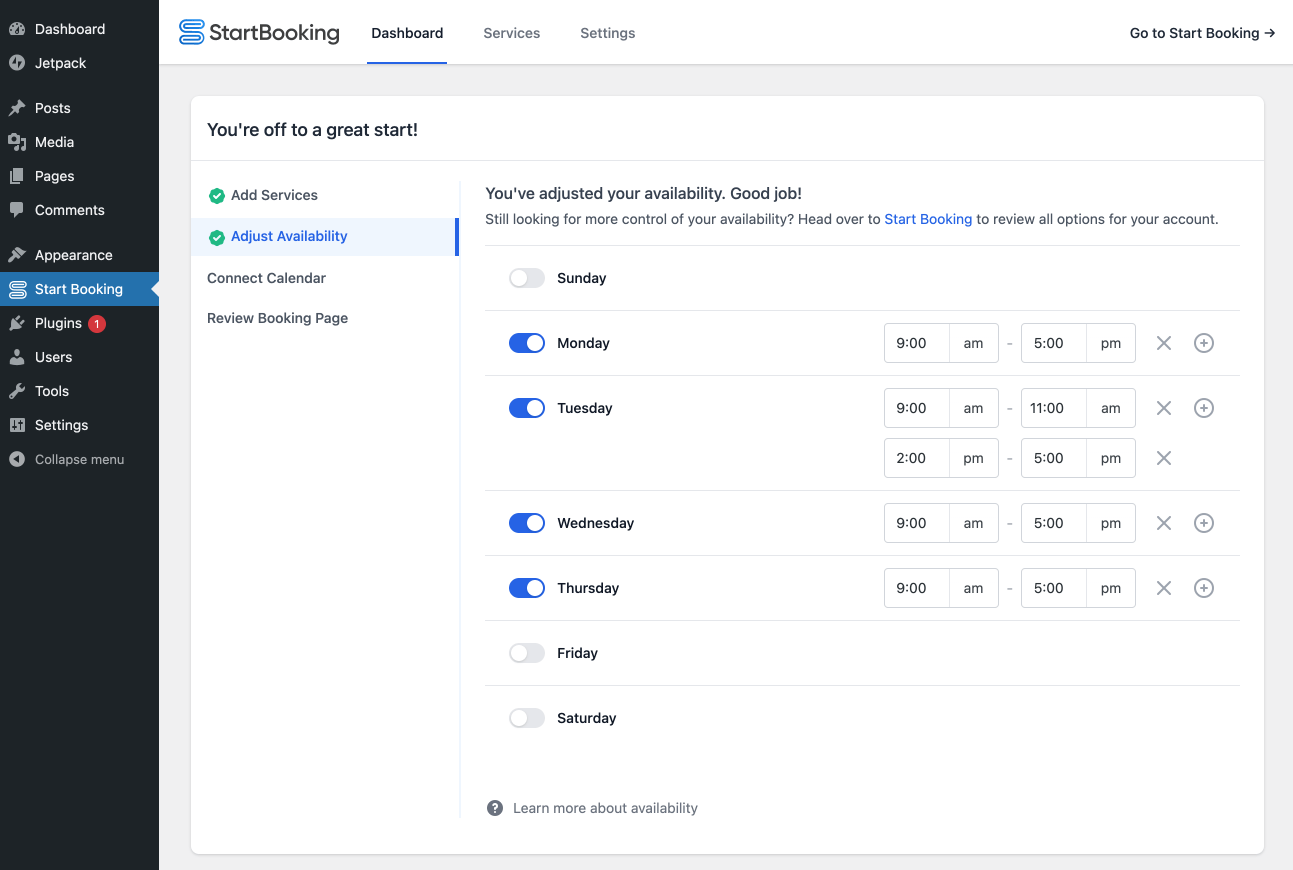 Configured availability scheduling