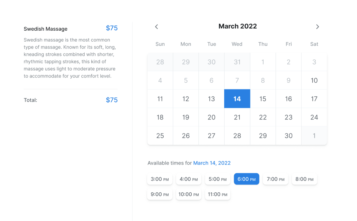 Select a date and time